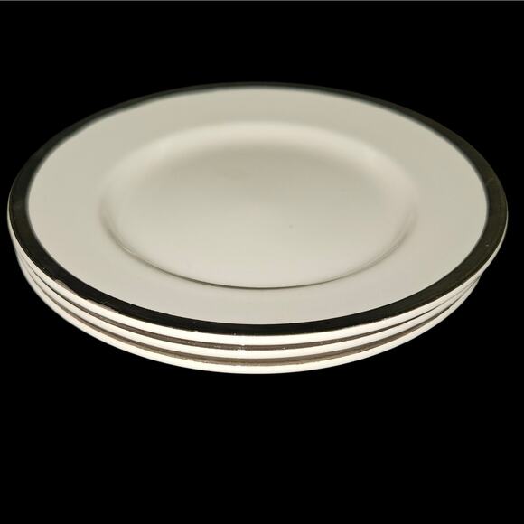 Set of 3 Grindley Satin White Staffordshire Ironstone 6" Plates Silver Rim - Picture 4 of 6